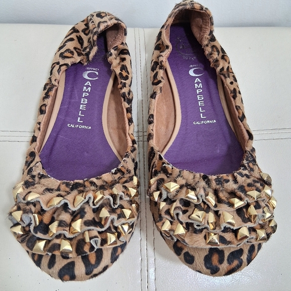 Jeffrey Campbell Leopard Print Pony Hair Leather Ballet Flats Size 9.5 - Picture 1 of 6